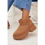 Boto Ladies Low Slip On Insulated Snow Boots With Fur Camel Mavelle | Shoptok.si