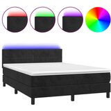 The Living Store Box spring postelja z vzmetnico LED črna 140x190 cm žamet - Box Spring Postelja, (21492095) | Shoptok.si