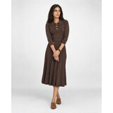 Michael Kors Dolge obleke POLO FLARE MIDI DRESS Kostanjeva Slike