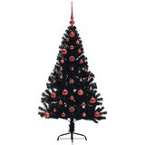 vidaXL Umjetna preddekorirana božićna jelka Črna 120 cm PVC | Shoptok.si