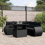 vidaXL 6-dijelni set vrtnih sofa s jastucima crni od poliratana | shoptok.hr