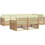  Set vanjskih sofa 7 kom. Bijela i krem Poliester Smeđa 327 x 168,5 x 73 cm | Shoptok.si
