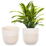 KADAX cvetlični lonec 17 cm, okrogel rebrast plastični cvetlični lonec, (5000352985) | Shoptok.si