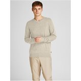Jack & Jones Cream Brindle Basic Sweater Emil - Men | Shoptok.si