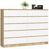 AKORD Komoda, 10 Predalov, Hrast Artisan/Bela, (5000332406) | Shoptok.si