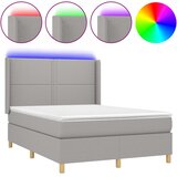  Krevet box spring s madracem LED svjetlosivi 140x200 cm tkanina | shoptok.hr