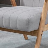  Fotelja skandinavskog dizajna do 120 kg baršunasti izgled puno drvo 68 cm x 74 cm x 82 cm prirodna + siva | shoptok.hr