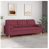 vidaXL Trosjed s ukrasnim jastucima boja vina 180 cm od tkanine | shoptok.hr