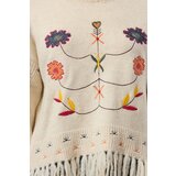 Trendyol Ecru Soft Texture Tassel Embroidered Knitwear Sweater | shoptok.hr