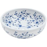 Nadgradni umivaonik bijelo-plavi okrugli Φ 41 x 14 cm keramički | Shoptok.si