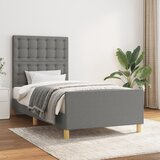 Maison Chic Posteljni okvir - Enojna postelja - Postelja za odrasle brez vzmetnice temno siv 100x200 cm blago-J7816, (21771358) | Shoptok.si
