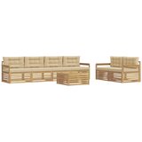 vidaXL Zunanja garnitura za sedenje 7 pcs Bela in bež Poliester, (5000281239) | Shoptok.si