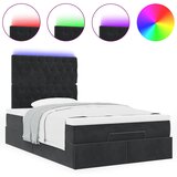  Otomanski krevet madracem i LED crna 120x190 cm tkanina | shoptok.hr