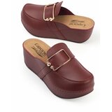 Capone Outfitters Mules - Burgundy - Flat Cene
