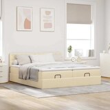  Otomanski okvir kreveta s madracima krem 180x200cm od tkanine | shoptok.hr