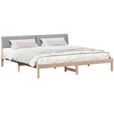  Okvir kreveta s uzglavljem Smeđa i svijetlo siva 200 x 200 cm | shoptok.hr
