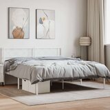 vidaXL Kovinski posteljni okvir z vzglavjem bel 135x190 cm | Shoptok.si