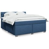 vidaXL Box spring postelja z vzmetnico modra 180x200 cm blago | Shoptok.si