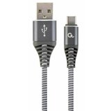  Cc-USB2B-AMCM-2m-WB2 Gembird Premium cotton braided Type-C USB charging -data cable,2m, spacegrey/wh Cene'.'