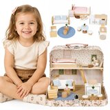 ECO TOYS Dvospratna kućica za lutke u koferu, sa drvenim nameštajem i 20 dodataka – ECOTOYS Cene