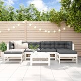 Maison Chic Seti vrtnega pohištva - Vrtna garnitura - Vrtni pohištvo set 7-delna z blazinami bela trdna borovina, (21803844) | Shoptok.si