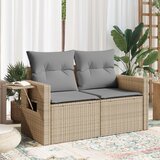 Maison Chic Vrtni kavč - Zunanji kavč z blazinami 2-sedežni bež poli ratan, (22043627) | Shoptok.si