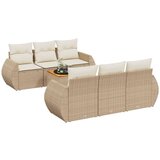 Maison Chic Seti vrtnega pohištva - Vrtna garnitura - Vrtni pohištvo set 7-delna z blazinami bež poli ratan, (21806490) | Shoptok.si