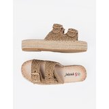 SEASTAR Beige braided slippers on a platform with buckles | Shoptok.si