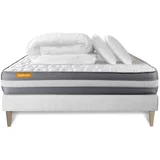 Kompletni paket za posteljo - Vzmetnica 160x200 cm + Vzmetni boksi z letvami (komplet) + 2 vzglavnika + odeja - Memo Plus, (21613339)