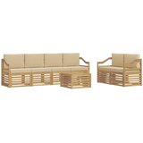 vidaXL Zunanja garnitura za sedenje 7 pcs Bela in bež Poliester, (5000282360) | Shoptok.si