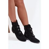 Zazoo Suede women's ankle boots 3085 black with decorative flowers | shoptok.hr