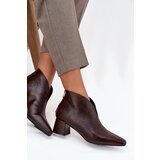 Boto Eco Leather Women's Ankle Boots On Heel Chocolate Rylina | shoptok.hr