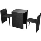  3-Dijelni bistro set od poliratana s jastucima crni | shoptok.hr