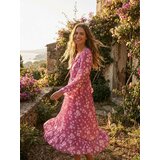 Sinsay Midi haljina s volanima i vezanjem na dekolteu | shoptok.hr