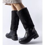 Gemre Black boots decorated with fur Plains | shoptok.hr