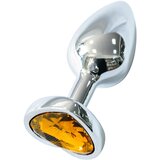 Sunfo - metalni analni čep sa srcastim zlatnim kamenom (srebrni) | shoptok.hr