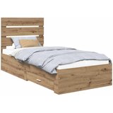  Krevetna konstrukcija s ladicama Umjetnički hrast 90 x 190 cm Smeđa 190 x 93 x 100 cm | shoptok.hr