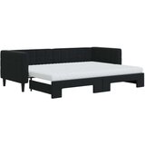  Dnevni krevet na razvlačenje s madracima crni 80x200 cm baršun | shoptok.hr