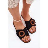 Boto Womens Slippers On Flat Heel With Buckle Black Lanoni | Shoptok.si