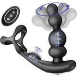 SuperLove Ultimate Pleasure Prostate Massager with Double Cock Ring & Remote Control Black | Shoptok.si