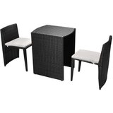  3-Dijelni bistro set od poliratana s jastucima crni | shoptok.hr