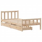 vidaXL Posteljni okvir s predali 100x200 cm trdna borovina, (21309766) | Shoptok.si