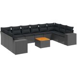 vidaXL 11-dijelni set vrtnih sofa od poliratana s jastucima crni | shoptok.hr