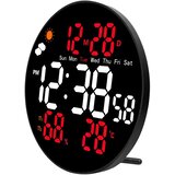 LEAN 31096 digitalni LED zidni sat 25,5 cm – temperatura, vlaga, datum, alarm i daljinski upravljač | shoptok.hr