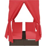  Dvostruko sunčalište Set od 2 Smeđa i crvena Ratan i poliester | shoptok.hr