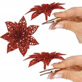  Božićni ukras “Božićna zvijezda” - 11 × 11 cm, crvena sa šljokicama | shoptok.hr
