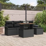 vidaXL 6 delni vrtni sofa set z blazinami črne poli ratana | Shoptok.si