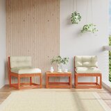 vidaXL Vrtni kavč brez naslonjal z blazinami 2 kosa rjav 63,5x73x78 cm | Shoptok.si