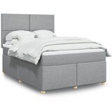  Krevet box spring s madracem svjetlosivi 140x200 cm od tkanine Slike