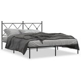 Maison Chic Kovinski Posteljni okvir - Dvoposteljna postelja - Zakonska postelja z vzglavjem črn 160x200 cm, (21692444) | Shoptok.si